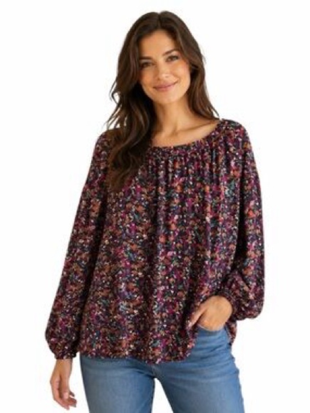 Ava & Viv Plus Size Floral Boho Peasant Tunic Blouse – 1X